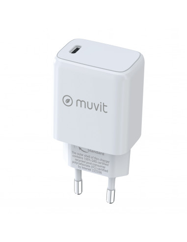 muvit for change cargador de pared Tipo C PD 20W blanco