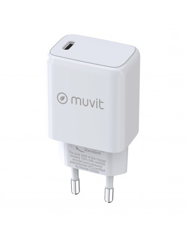 muvit for change cargador de pared Tipo C PD 25W blanco