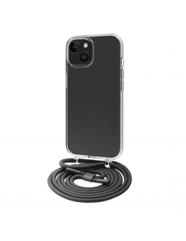 muvit for change funda recycletek con colgante negro compatible con Apple iPhone 15 transparente