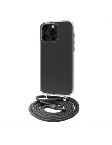 muvit for change funda recycletek con colgante negro compatible con Apple iPhone 15 Pro transparente