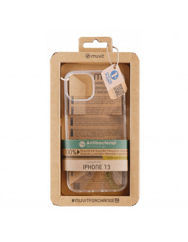 muvit for change funda recycletek compatible con Apple iPhone 13 antibacterias transparente