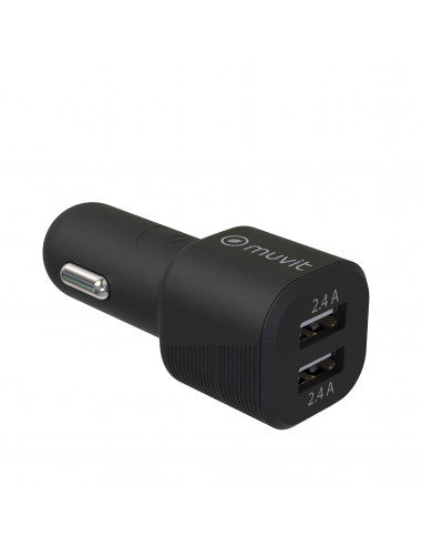 muvit for change cargador coche 2 USB 4,8A 24W negro