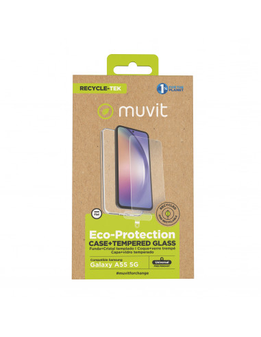 muvit for change funda compatible con Samsung Galaxy A55 5G + protector de pantalla vidrio templado plano