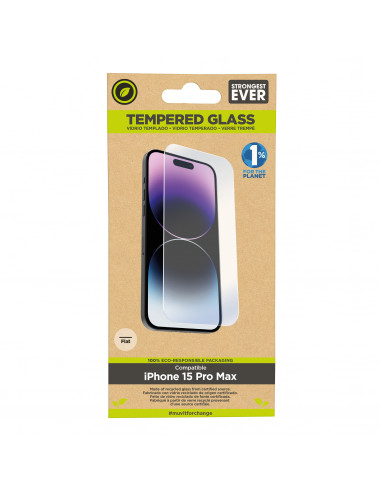 muvit for change protector pantalla recycletek compatible con Apple iPhone 15 Pro Max vidrio templado plano