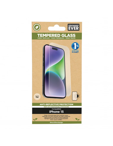 muvit for change protector pantalla recycletek anti-reflejo compatible con Apple iPhone 15 vidrio templado plano