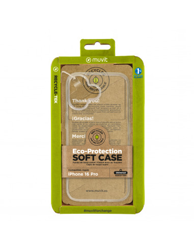 muvit for change funda recycletek compatible con Apple iPhone 16 transparente